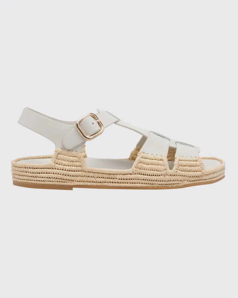 Paloma Barceló Sandalen aus Leder und Bast Weiß