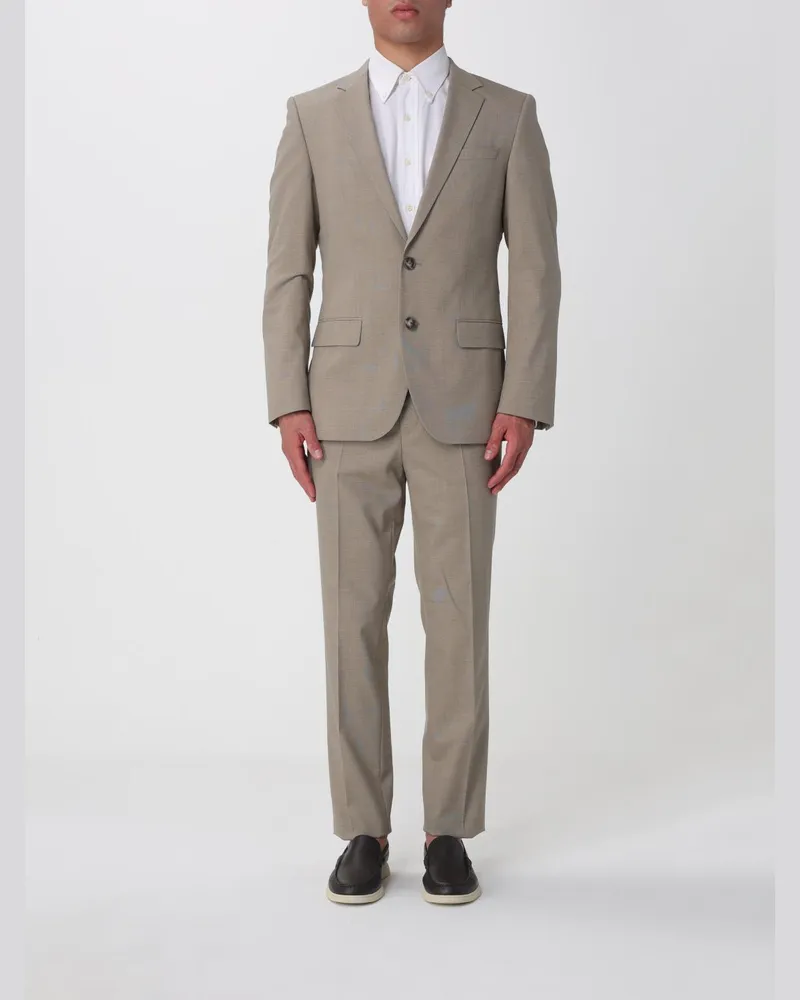 HUGO BOSS Einreihiger Anzug aus Schurwollmischung Beige