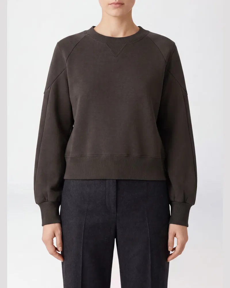 Sacai Rundhals-Sweatshirt aus Baumwollmischung mit langen Ärmeln und elastischen Bündchen Braun