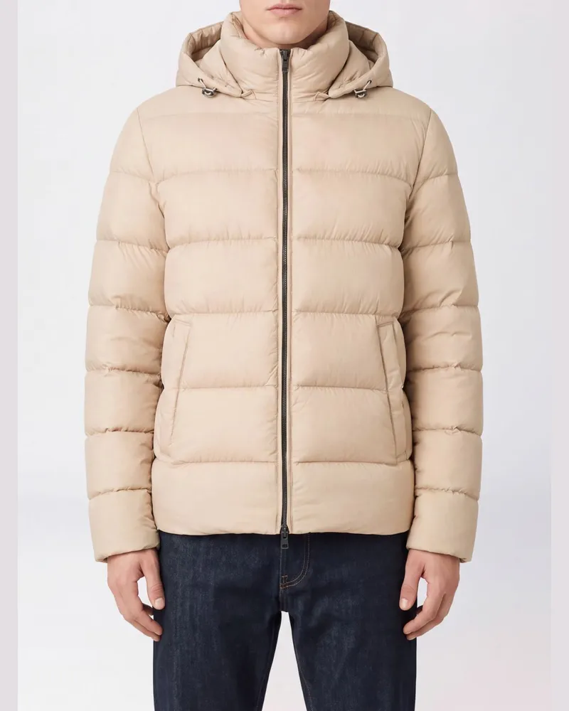 Herno Wasserabweisende, gesteppte Nylon-Daunenjacke mit Kapuze Cream