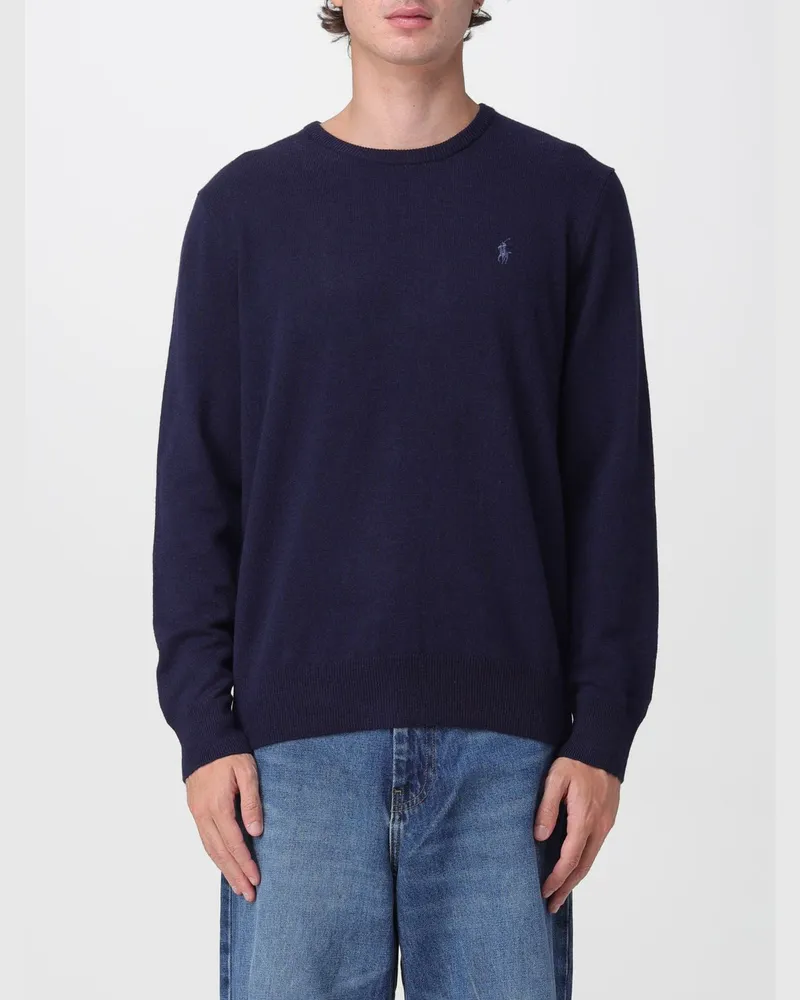 Ralph Lauren Wollpullover mit Rundhalsausschnitt und gesticktem Pony-Logo Navy
