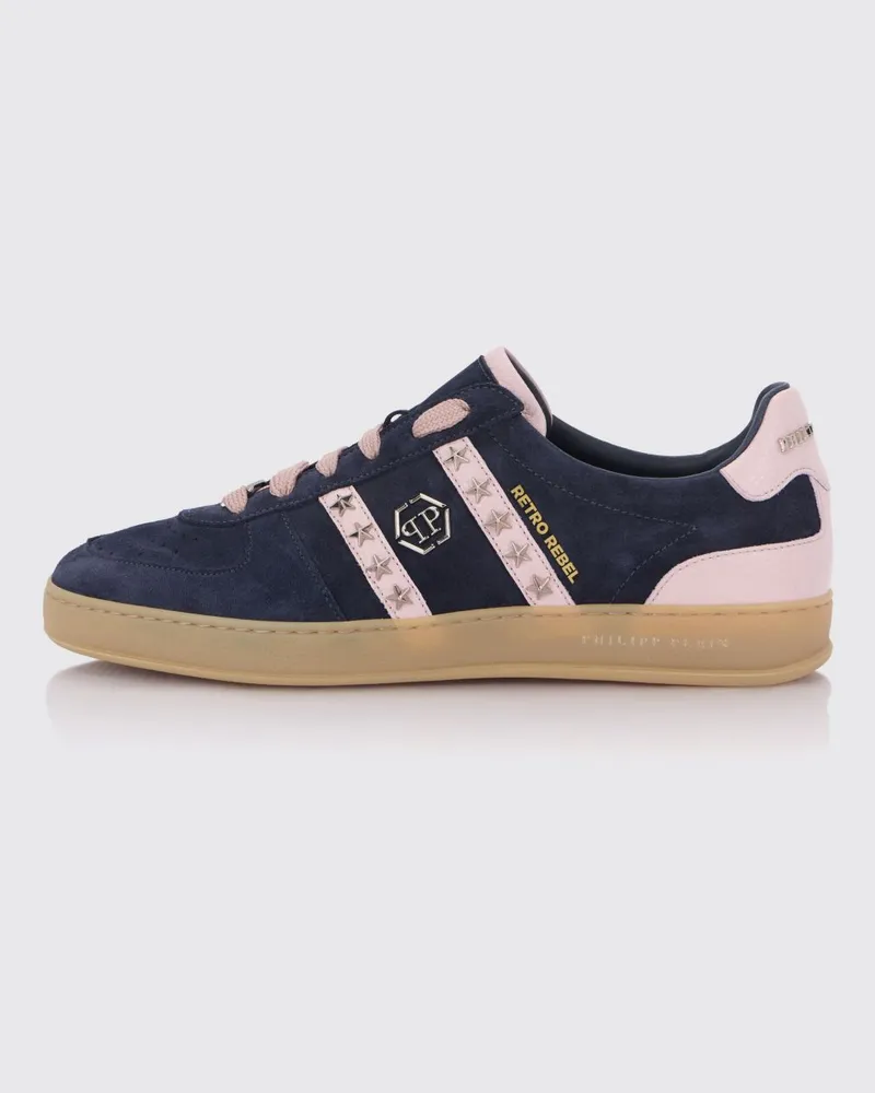 Philipp Plein Retro Rebel Wildleder-Sneakers mit Sternapplikationen Blau