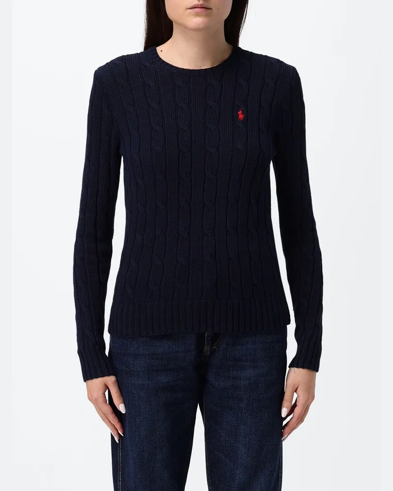 Ralph Lauren Slim-Fit-Pullover aus Baumwolle mit Rundhalsausschnitt und gesticktem Logo Navy