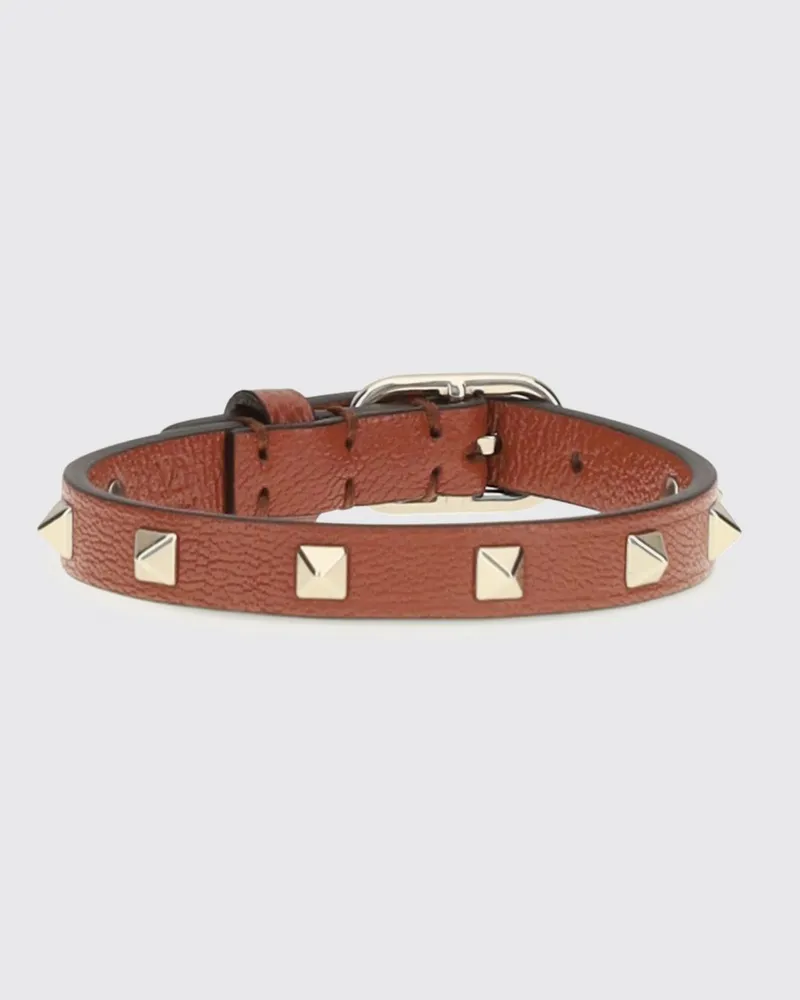 Valentino Garavani Rockstud-Armband aus Ziegenleder mit Nieten Rot