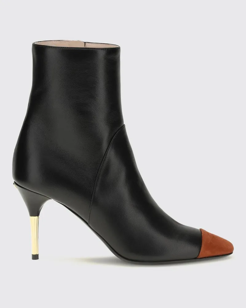 Valentino Garavani Zweifarbige Sinead Nappa-Stiefeletten mit Stiletto-Absatz und VLogo Rostbraun
