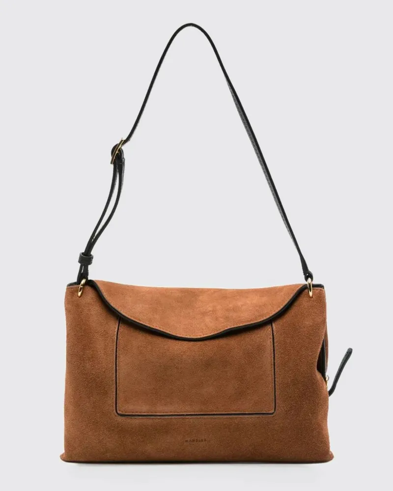 WANDLER Penelope Schultertasche aus Kalbsleder mit verstellbarem Griff Kakao