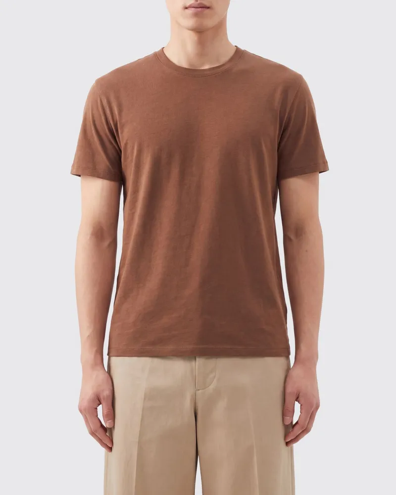Tom Ford T-Shirt mit Rundhalsausschnitt aus Lyocell- und Baumwollmischung Braun