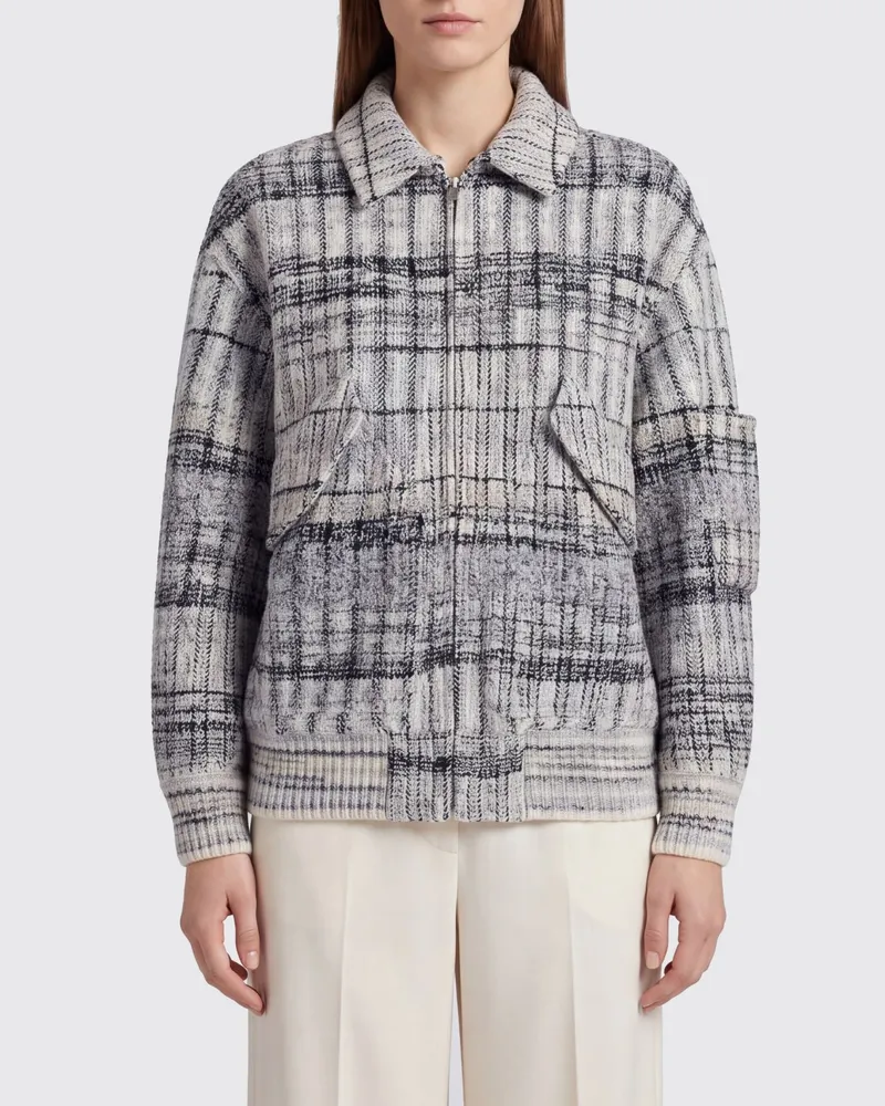 Missoni Bomberjacke aus Wollstrick mit abstraktem Muster und Reißverschluss Weiß
