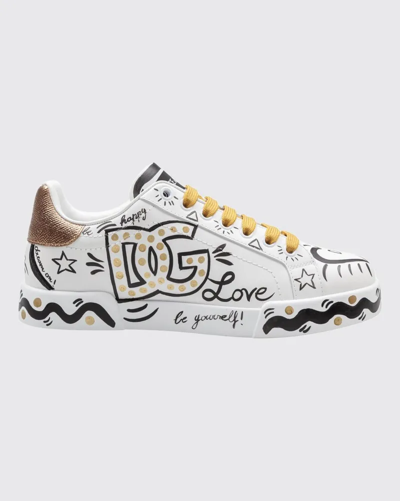 Dolce & Gabbana DOLCE  GABBANA Portofino Low-Top-Sneakers Dolce & Gabbana aus Kalbsleder mit DG-Monogramm-Print Bunt