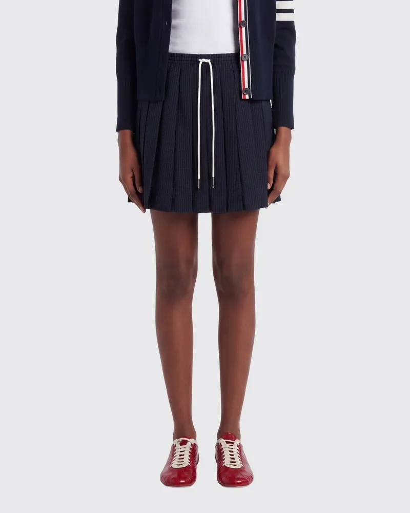 Thom Browne Plissierter Wollrock Blau