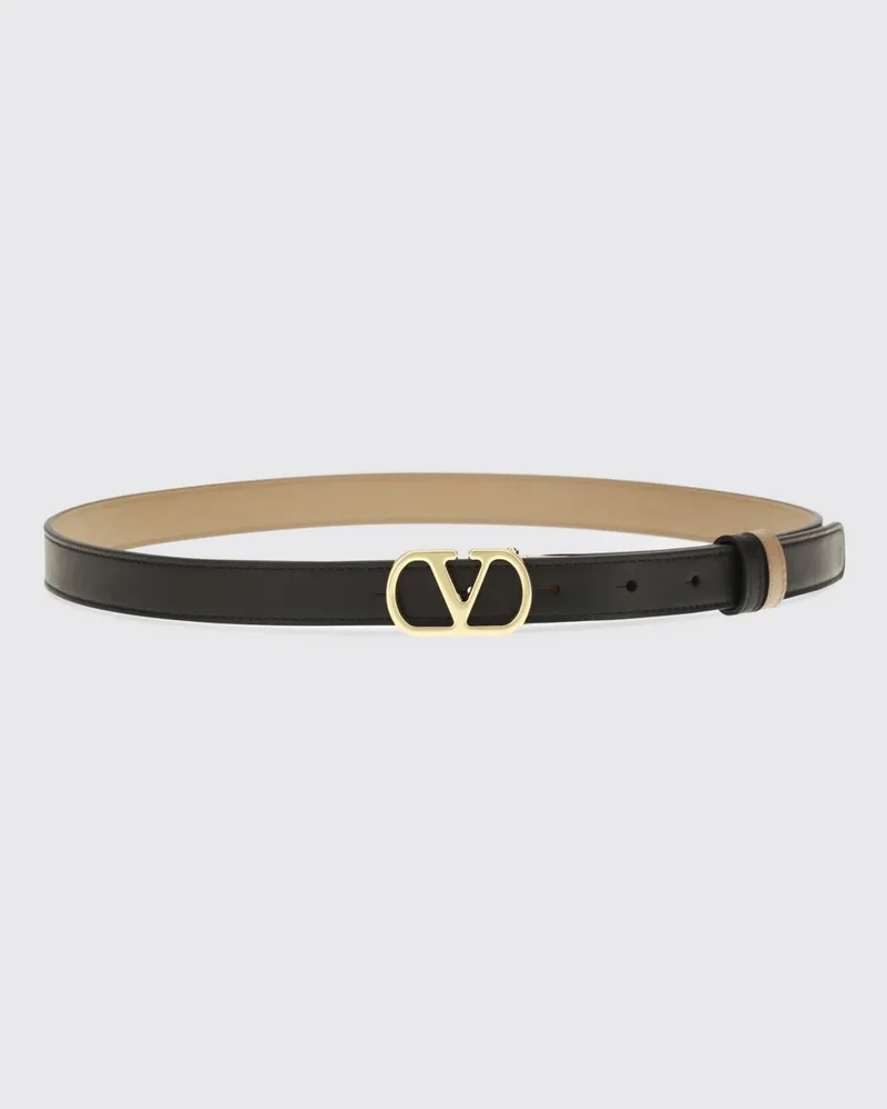 Valentino Garavani Verstellbarer VLogo Signature Gürtel aus glattem Kalbsleder Schwarz