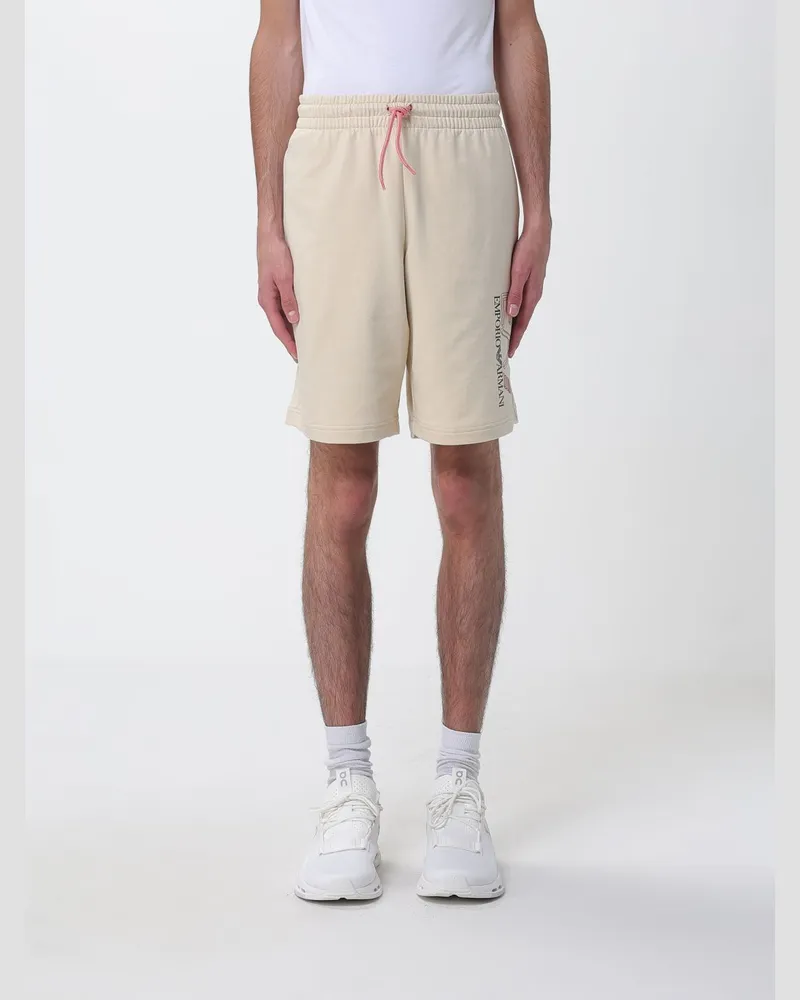 EA7 Baumwoll-Jogging-Shorts Beige
