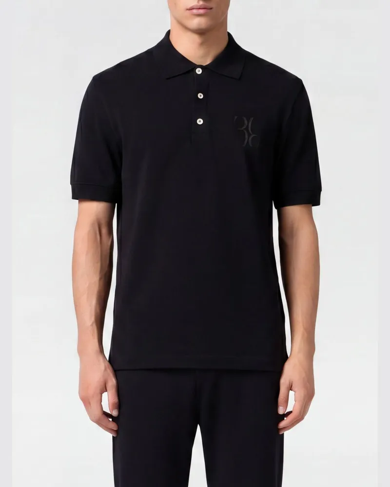 Billionaire Kurzarm-Poloshirt aus Baumwolle mit sechseckigem Logo und Rippkragen Schwarz