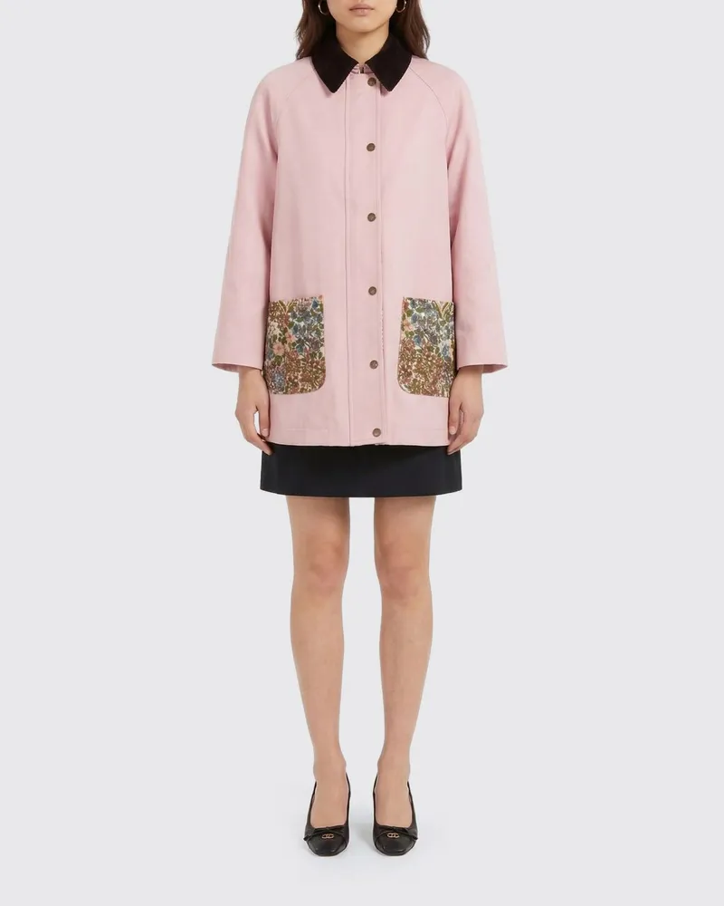 Valentino Garavani Jacke aus Baumwolle und Leinen mit floralen Taschen Pink