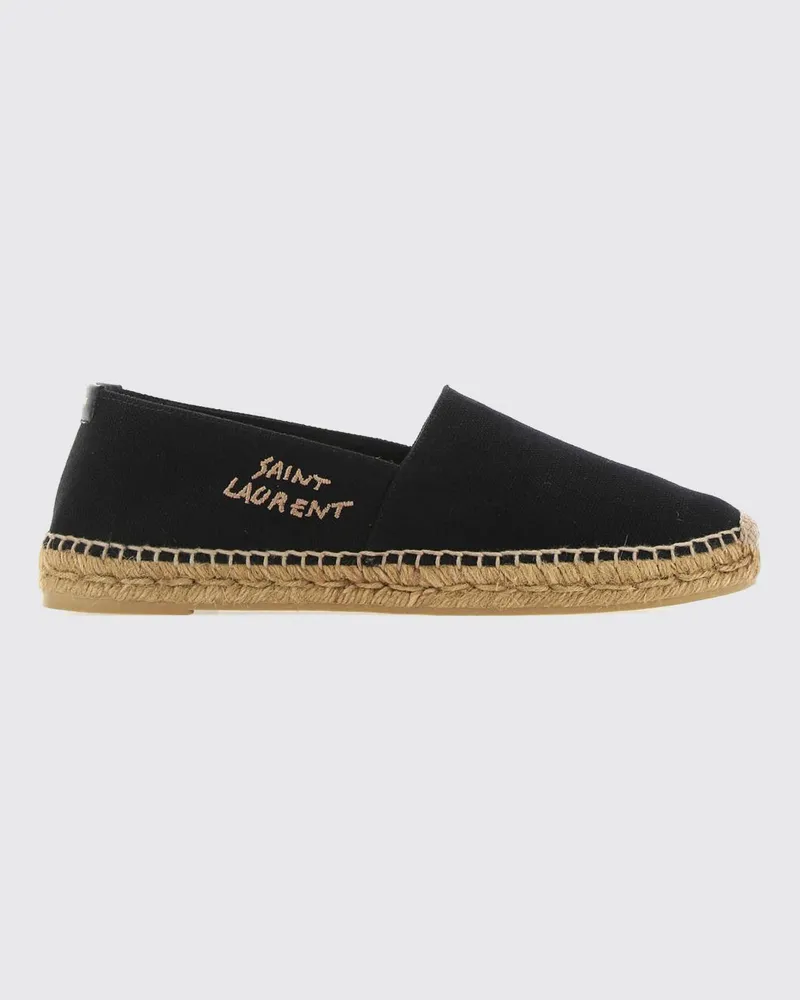 Saint Laurent Klassische Espadrilles aus Leinen- und Baumwoll-Canvas mit gesticktem Logo Schwarz