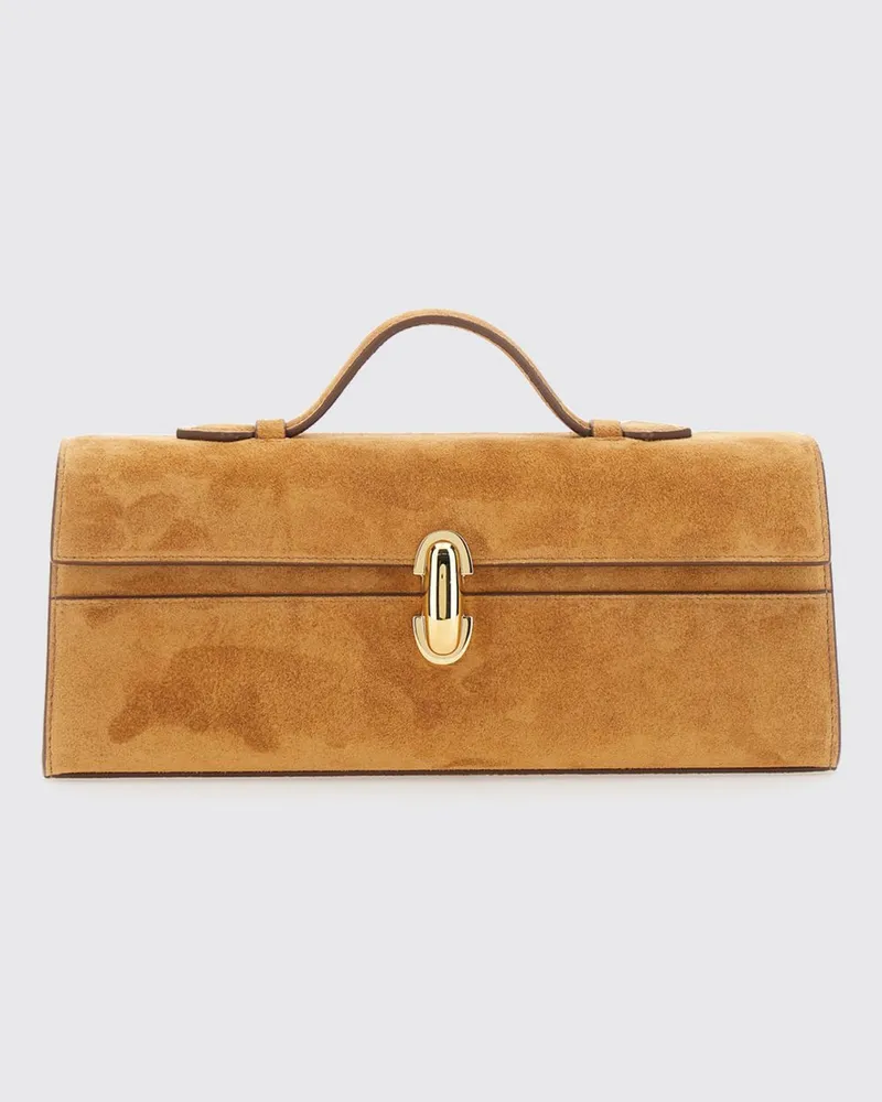 SAVETTE Symmetry Clutch aus Wildkalbsleder mit Drehverschluss Camel