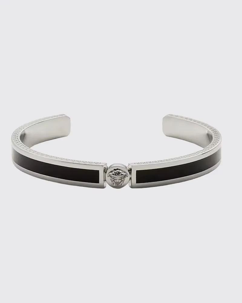 Versace Armreif aus emailliertem Messing mit Medusa-Logo Schwarz