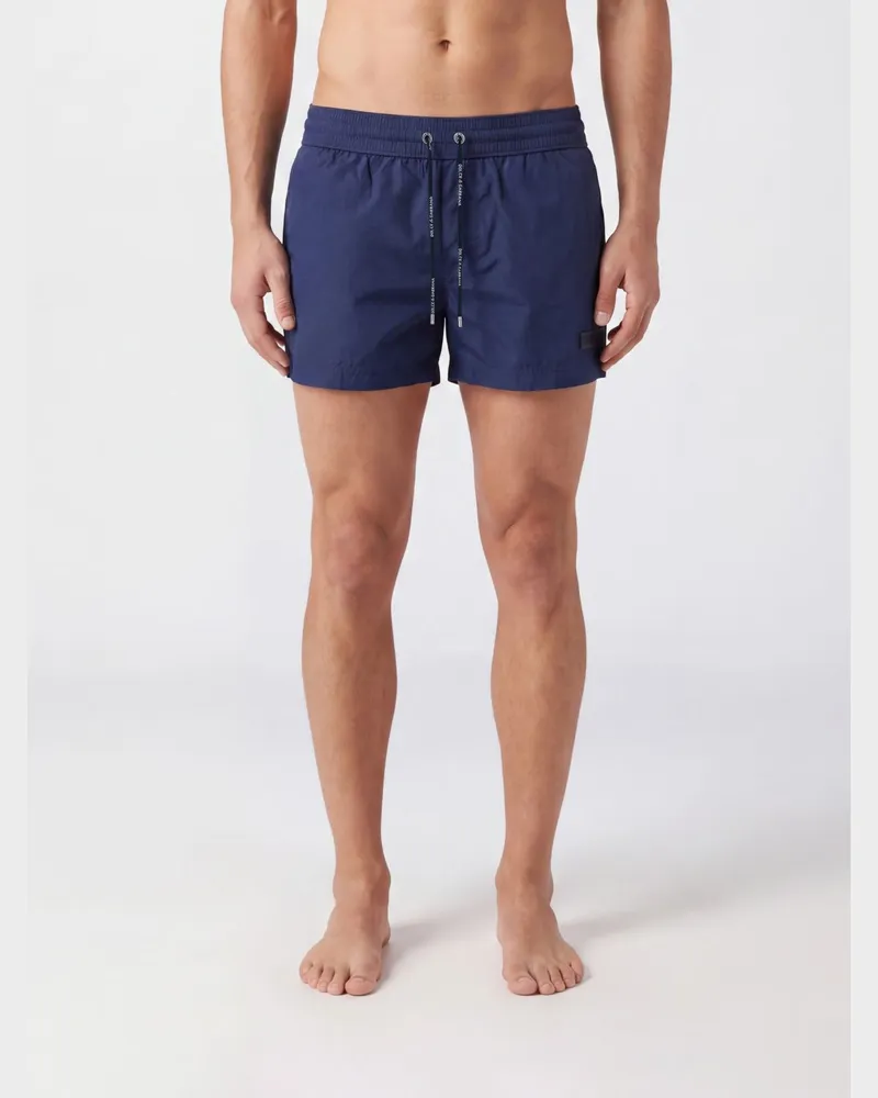 Dolce & Gabbana DOLCE  GABBANA Kurze Nylon-Badeshorts von Dolce & Gabbana im Boxer-Stil mit elastischem Kordelzugbund Blau
