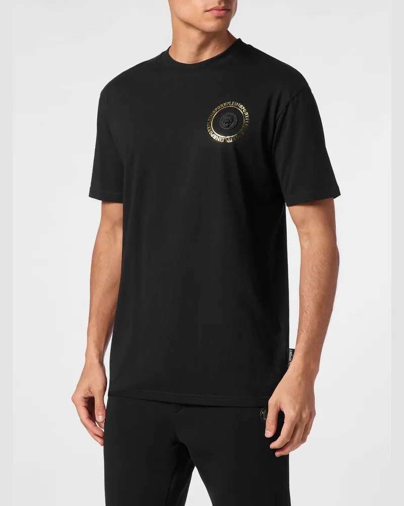 Philipp Plein T-Shirt aus Baumwolljersey mit kontrastierendem Logo Schwarz