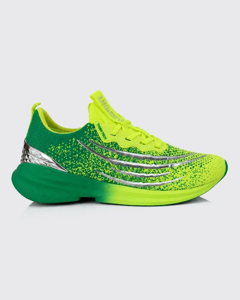 Philipp Plein Tiger Tech zweifarbige Low-Top-Sneaker aus technischem Stoff Gelb
