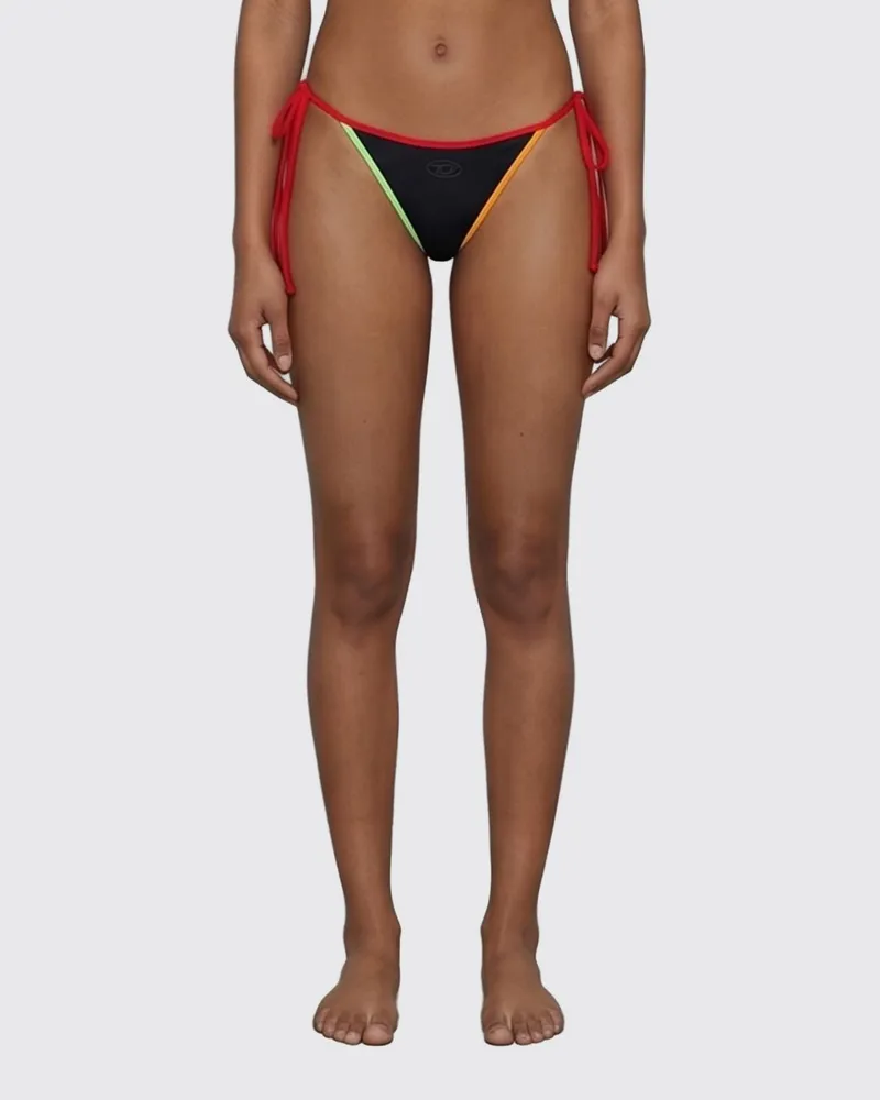 Diesel Polyamid-Bikinihose mit abstraktem Druck und Bändern Bunt
