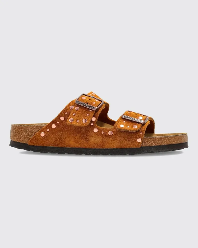 Birkenstock Flache Sandalen Arizona Rivet aus Veloursleder mit Nieten Braun