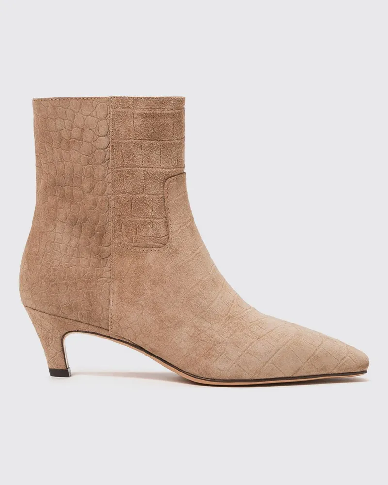 Twin-Set Wildleder-Stiefeletten mit Stiletto-Absatz und eckiger Zehenpartie Beige