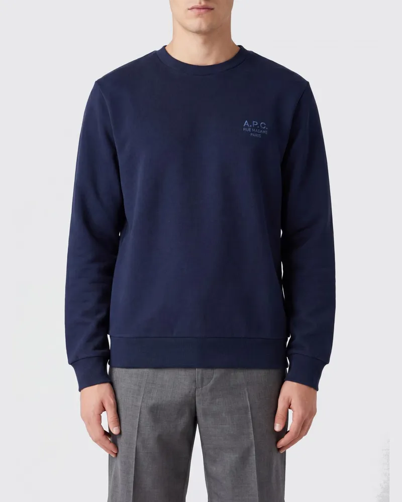 A.P.C. Rundhals-Sweatshirt aus Baumwolle mit Ton-in-Ton-Logo Blau