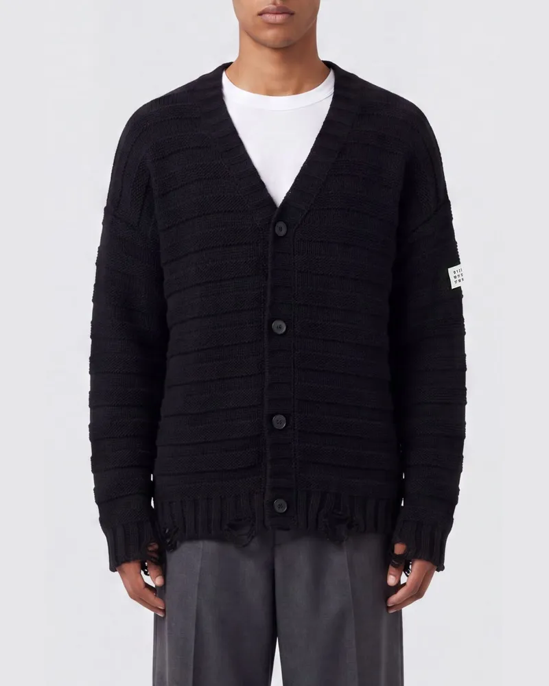 Maison Margiela Relaxed-Fit-Cardigan aus Wollmischung mit Distressed-Effekt Schwarz