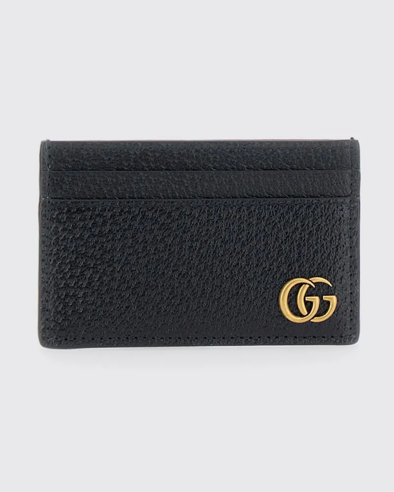 Gucci GG Marmont Kartenetui aus genarbtem Kalbsleder mit Monogramm Schwarz