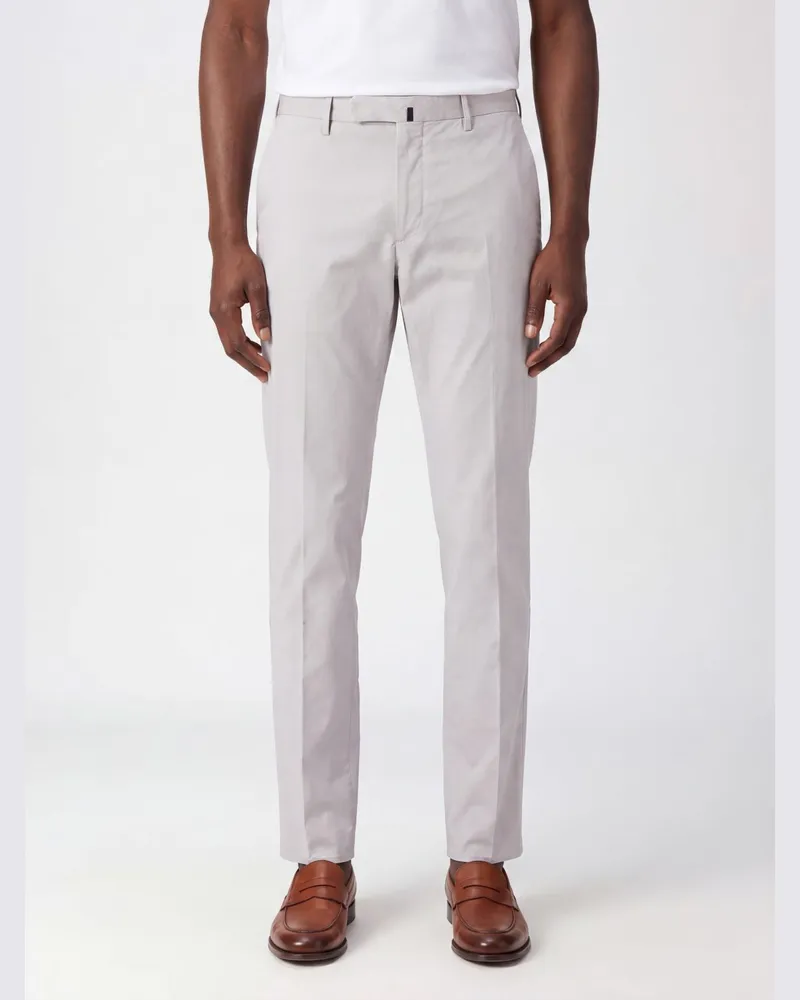 Incotex Slim-Fit Chino-Hose aus Stretch-Baumwolle mit dezentralem Verschluss Grau