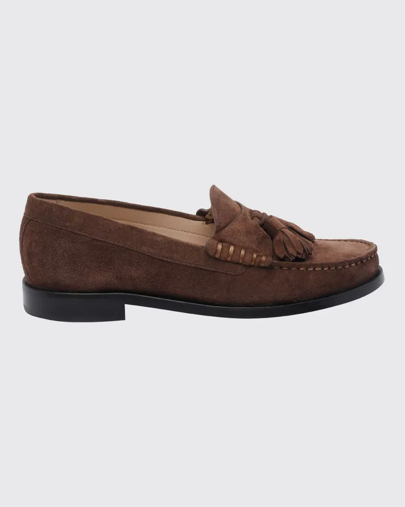 Stuart Weitzman Wildleder-Loafer von mit Quasten und Riemen Braun