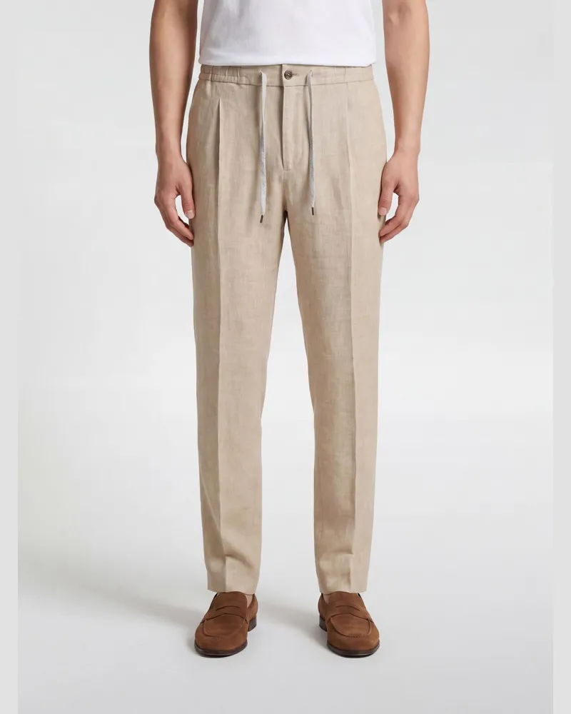 PT TORINO Leinenhose mit Kordelzug Beige