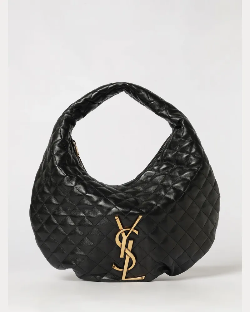 Saint Laurent Icare Hobo-Tasche aus gestepptem Nappaleder mit YSL-Logo Schwarz