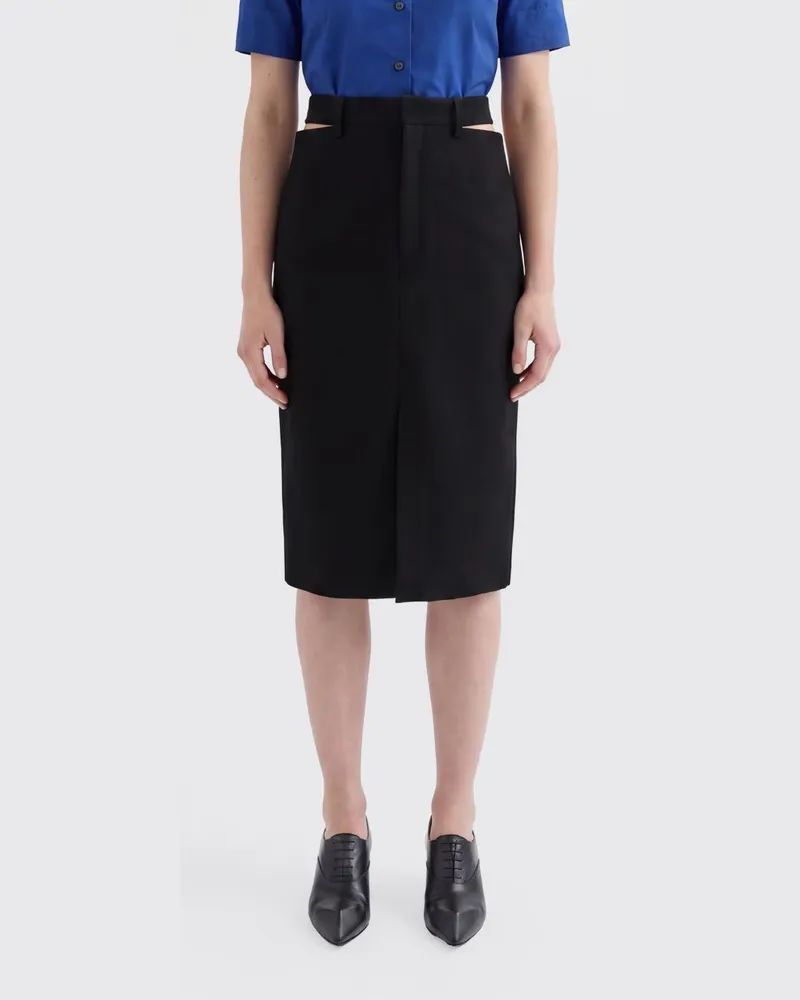 Jil Sander Midirock aus Schurwolle Schwarz