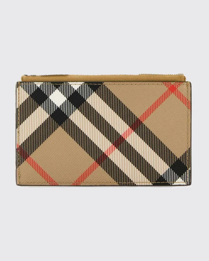 Burberry Flaches Kartenetui von aus beschichteter Baumwolle mit Vintage Check Sand