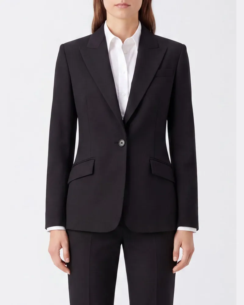 ANDAMANE Slim Fit Blazer aus Wollmischung mit steigendem Revers Schwarz