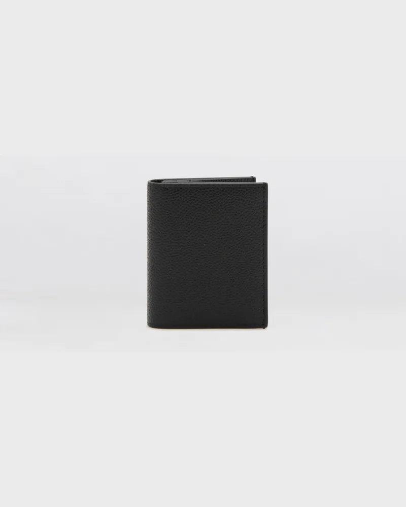 Thom Browne Bifold-Geldbörse aus genarbtem Leder mit Streifendetail Schwarz