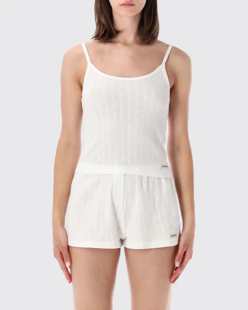 SPORTY & RICH SPORTY  RICH Cropped Top aus durchbrochenem Baumwollstrick Sporty & Rich mit Logo-Applikation Weiß