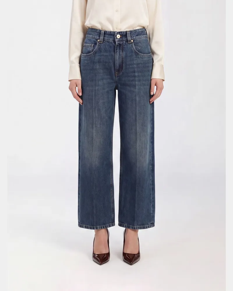 Brunello Cucinelli Cropped-Jeans mit weitem Bein von aus Baumwolldenim Denim