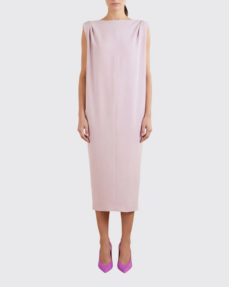 Balenciaga Midikleid aus Seide und Wolle Pink
