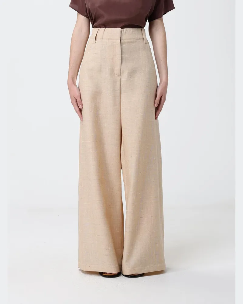 ALYSI Weite Hose aus Wolle Beige