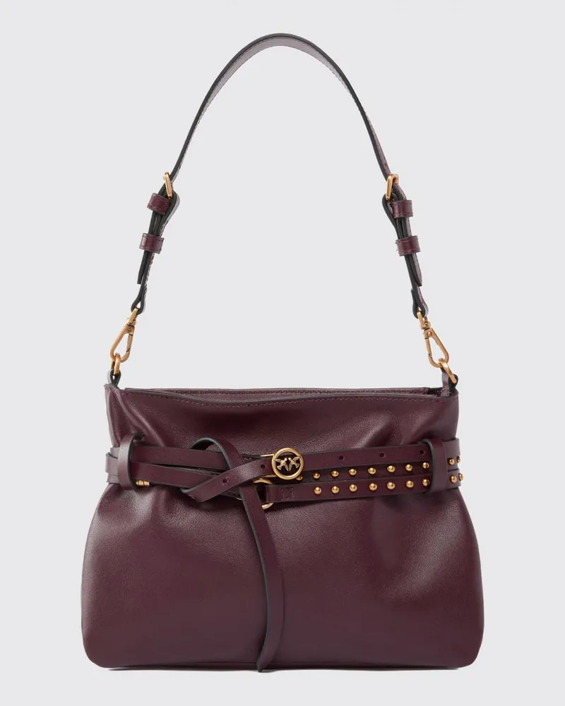 Pinko Gürteltasche aus Kalbsleder mit metallischem Love Birds-Logo Rot