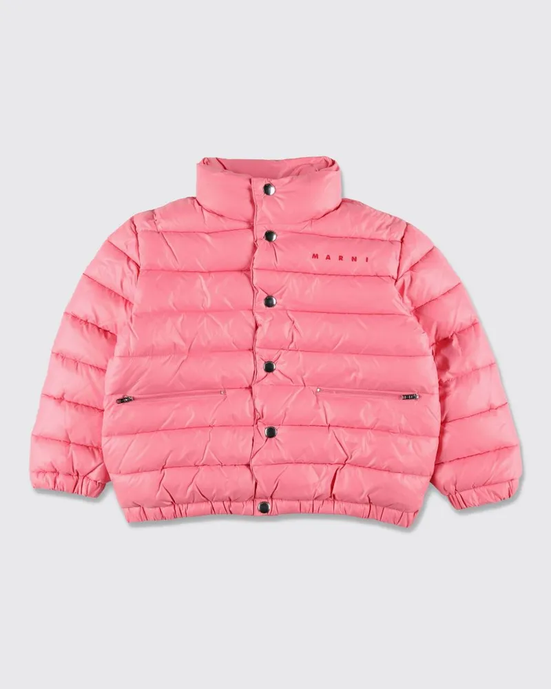 Marni Kurze Steppjacke für Mädchen aus Nylon mit gesticktem Logo Pink