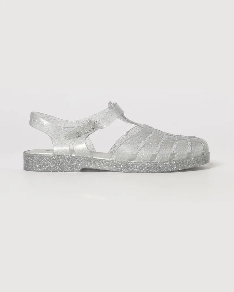 Melissa Possession Fischer-Sandalen aus Glitzer-PVC mit niedrigem Absatz Silber