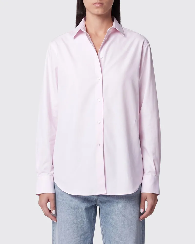 Róhe Baumwollhemd mit klassischem Kragen, Knopfverschluss und abgerundetem Saum Pink