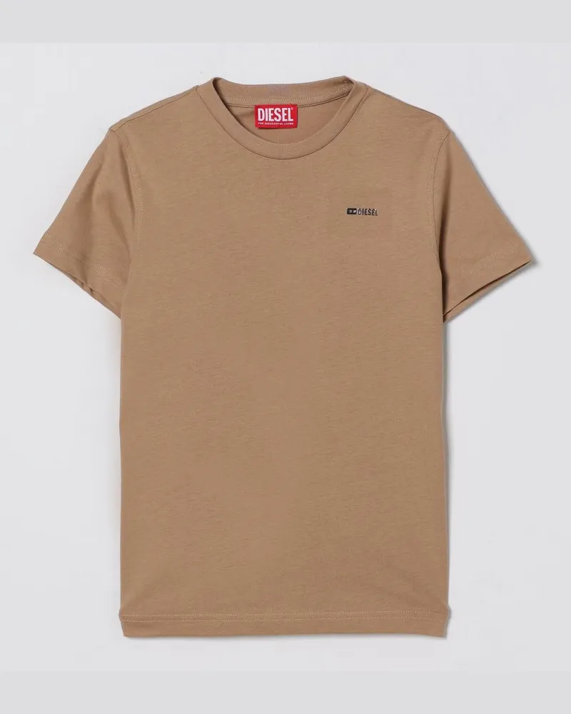 Diesel Baumwoll-T-Shirt mit Mini-Logo Beige