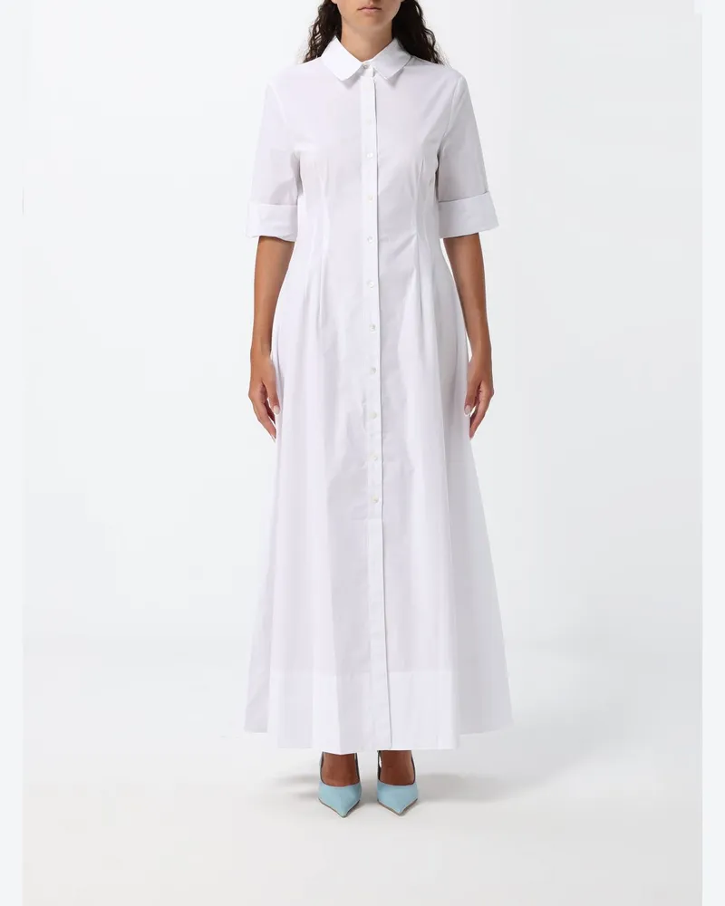 STAUD Langes Hemdblusenkleid aus Baumwolle mit klassischem Kragen Weiß