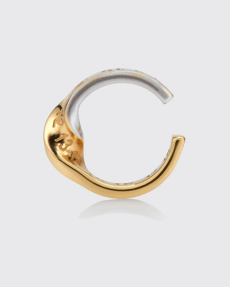 Maison Margiela Zweifarbiger Torchon-Ohrclip von aus verchromtem Metall mit numerischem Logo Gold