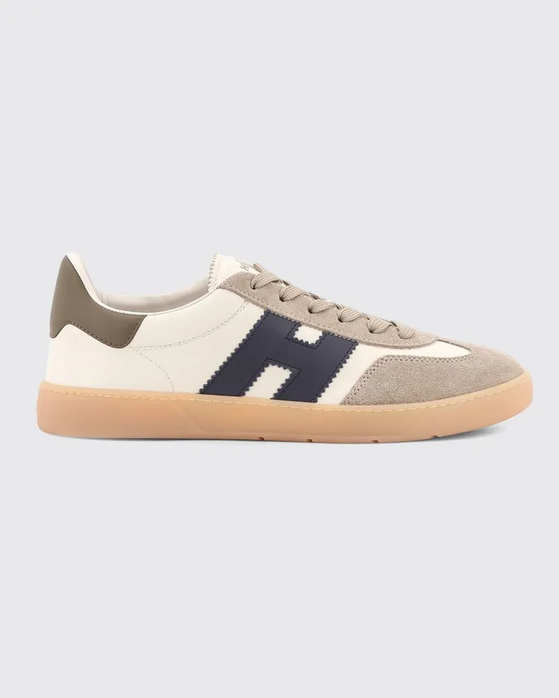 Hogan Cool Leder- und Wildleder-Sneakers mit H-Logo und gezackter Sohle Weiss
